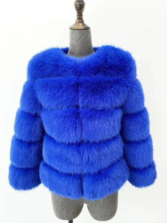 Manteau en fausse fourrure bleu Ibiza Vibe