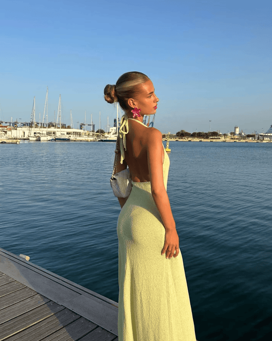 Robe bohème à fleurs vertes Ibiza Vibe