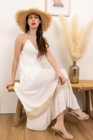 Robe bohème blanche au crochet Ibiza Vibe