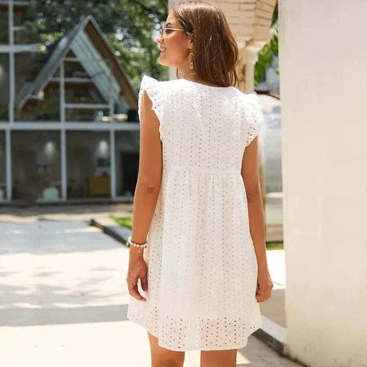 Robe bohème blanche en dentelle Ibiza Vibe