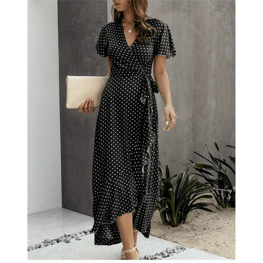 Robe bohème noire à pois Ibiza Vibe