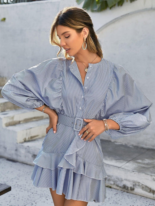 Robe courte bohème bleu clair Ibiza Vibe