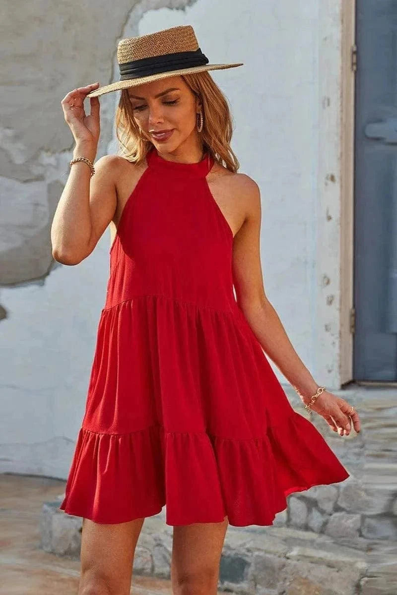 Robe courte rouge bohème Ibiza Vibe
