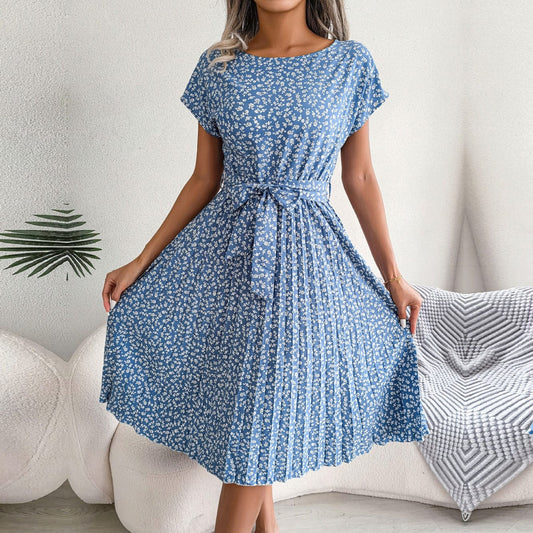 Robe d'été bohème bleu clair à pois Ibiza Vibe