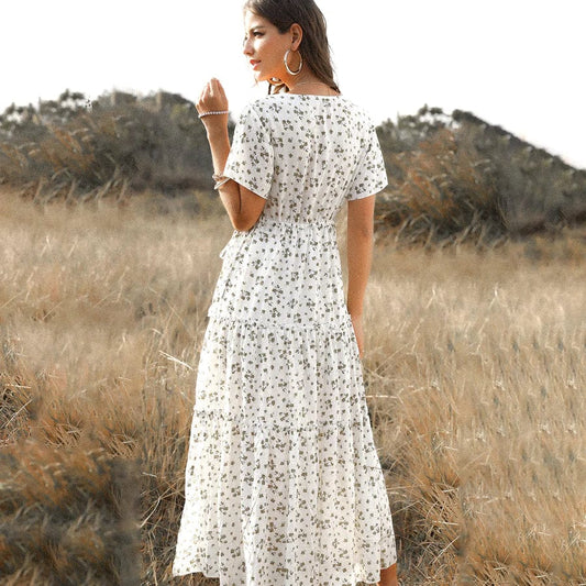 Robe d'été longue blanche à imprimé Ibiza Vibe