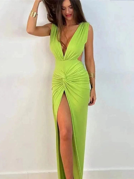 Robe de festival d'bohème vert poison avec dos ouvert Ibiza Vibe