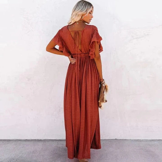 Robe de plage longue rouge Ibiza Vibe