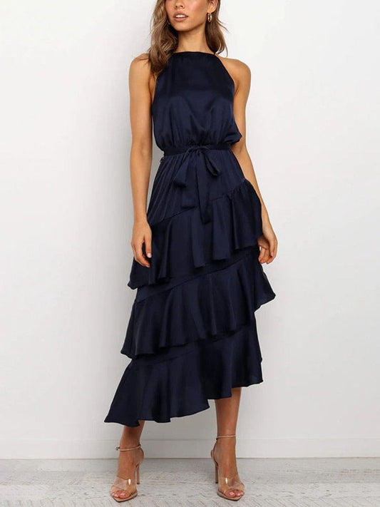 Robe longue à volants et bretelles spaghetti Ibiza Vibe