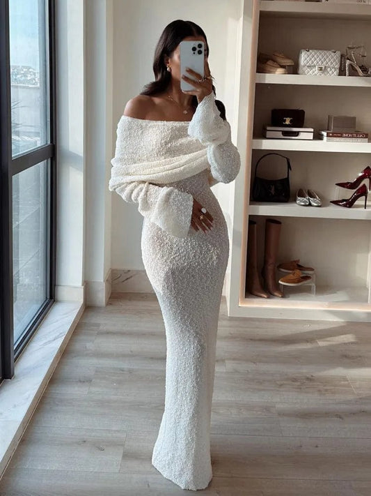 Robe longue blanche transparente à épaules dénudées Ibiza Vibe