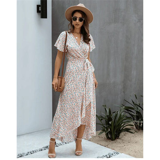 Robe longue bohème rose à imprimé Ibiza Vibe