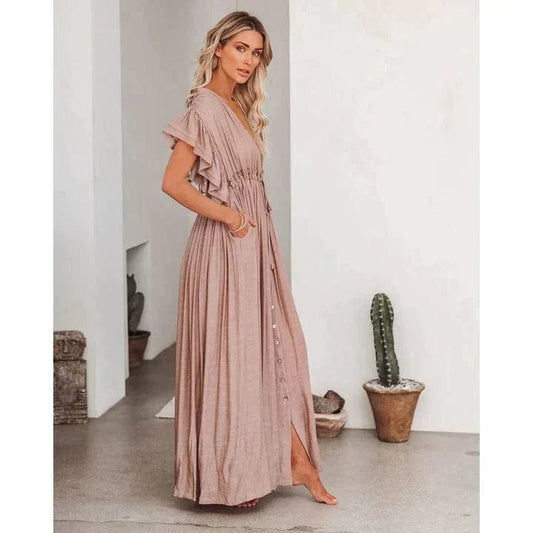 Robe longue bohème taupe Ibiza Vibe