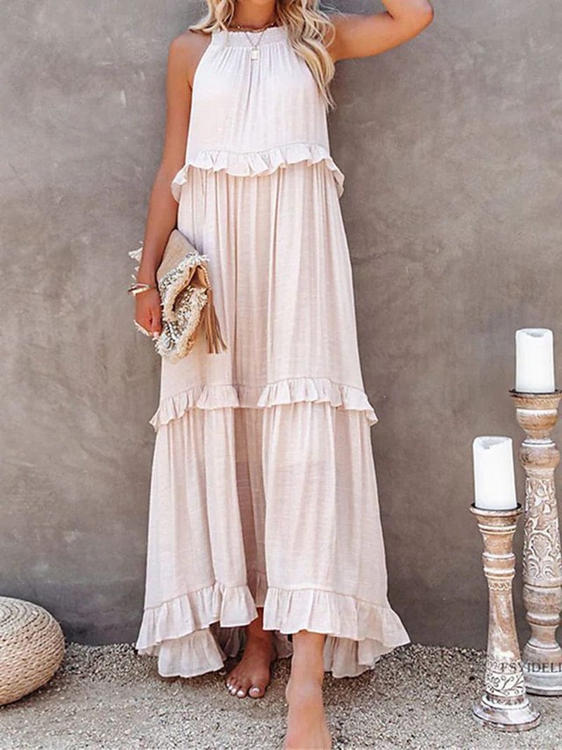 Robe longue d'été ample rose clair Ibiza Vibe