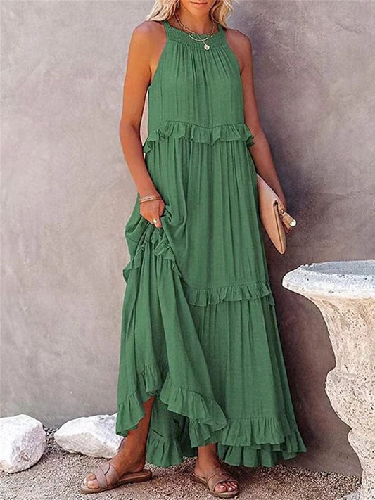 Robe longue d'été verte et aérée Ibiza Vibe