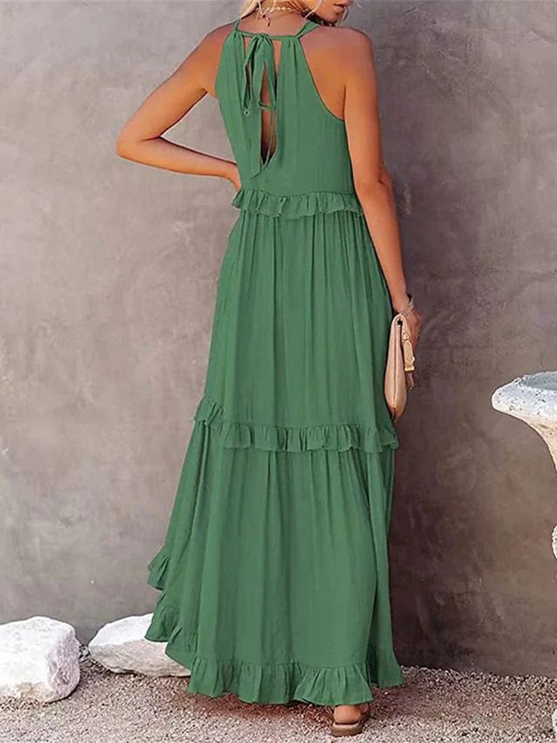 Robe longue d'été verte et aérée Ibiza Vibe