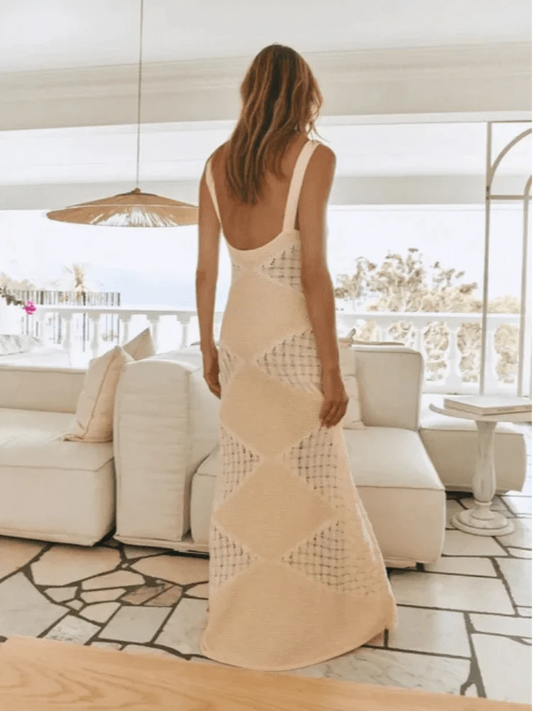 Robe longue en crochet avec dos ouvert Ibiza Vibe