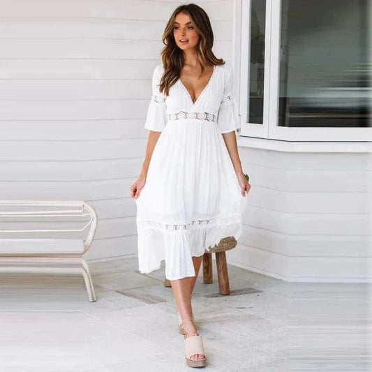Robe longue en dentelle style bohème Ibiza Vibe
