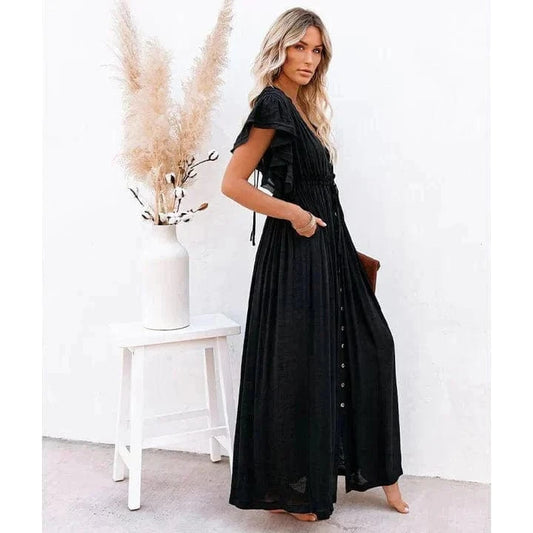 Robe longue noire bohème Ibiza Vibe