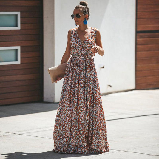 Robe Maxi bohème Chic à Fleurs Ibiza Vibe