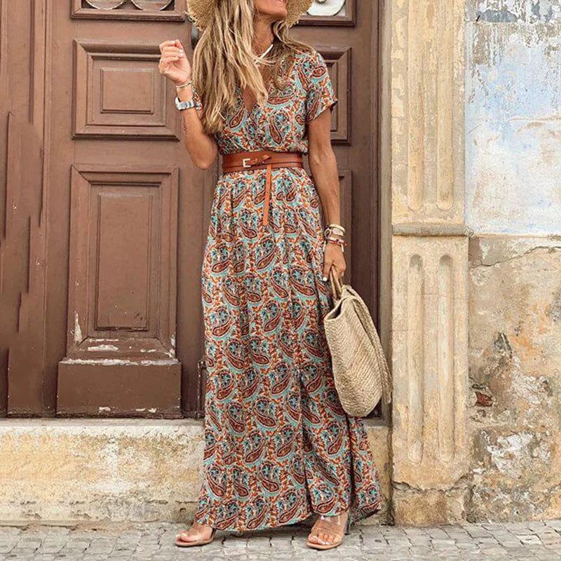Robe Maxi bohème Style Hippie + Ceinture Offerte Ibiza Vibe