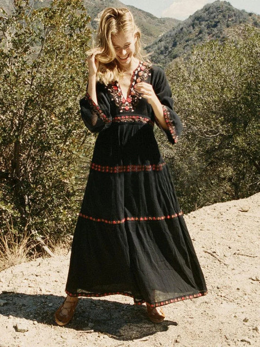 Robe Maxi Boho Noire Ibiza Vibe