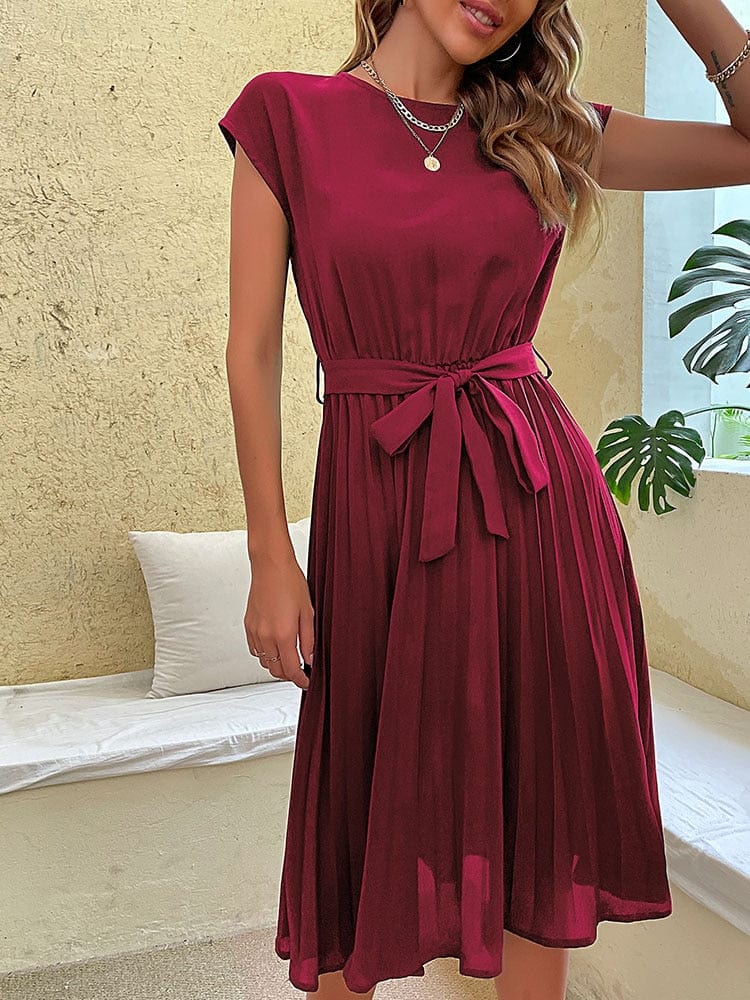 Robe mi-longue rouge vin, formelle et festive, style bohème Ibiza Vibe