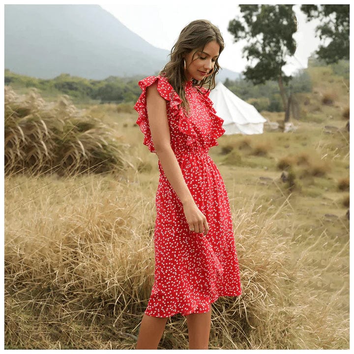 Robe midi rouge chic Ibiza Vibe