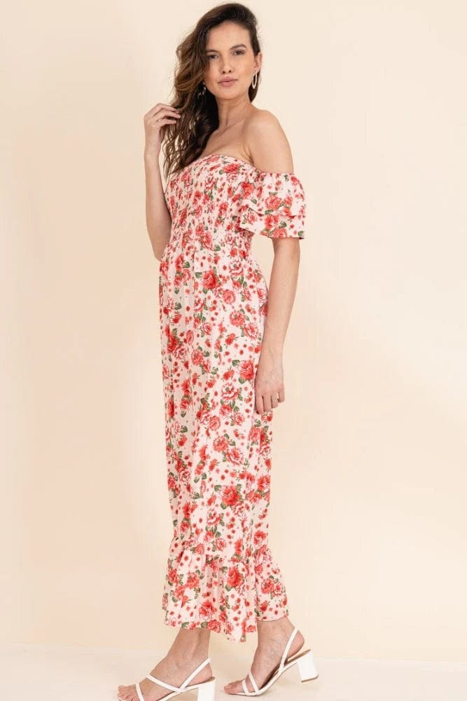 Robe romantique à fleurs bohème à épaules dénudées Ibiza Vibe