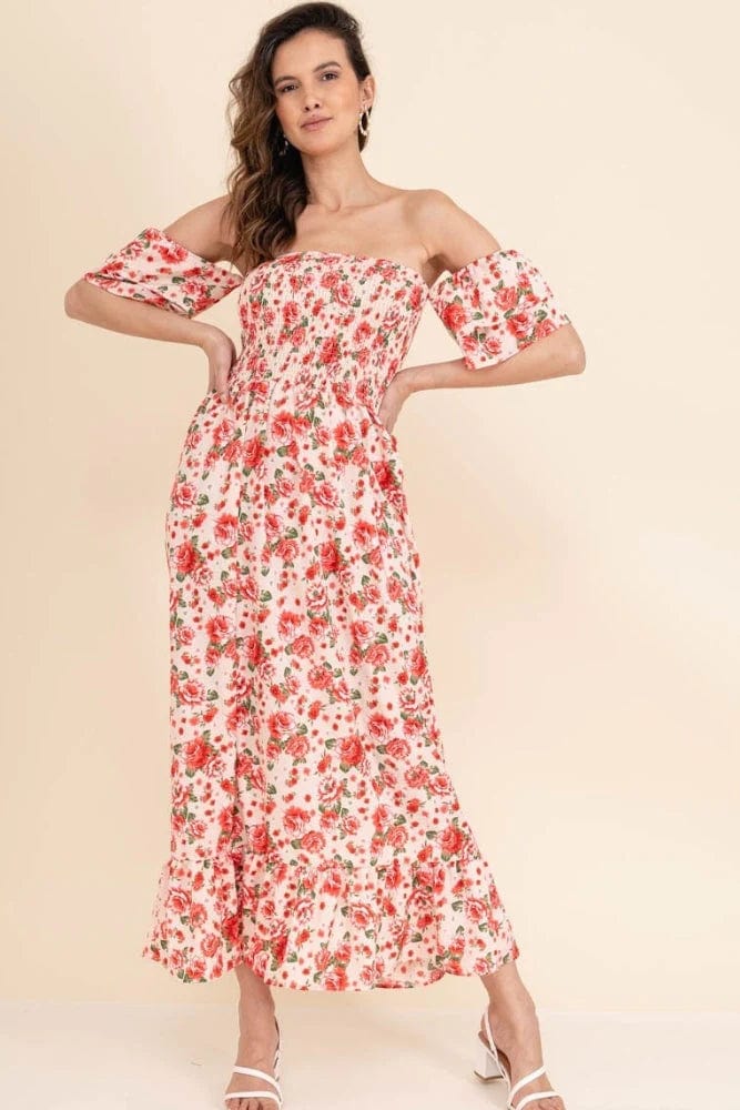 Robe romantique à fleurs bohème à épaules dénudées Ibiza Vibe