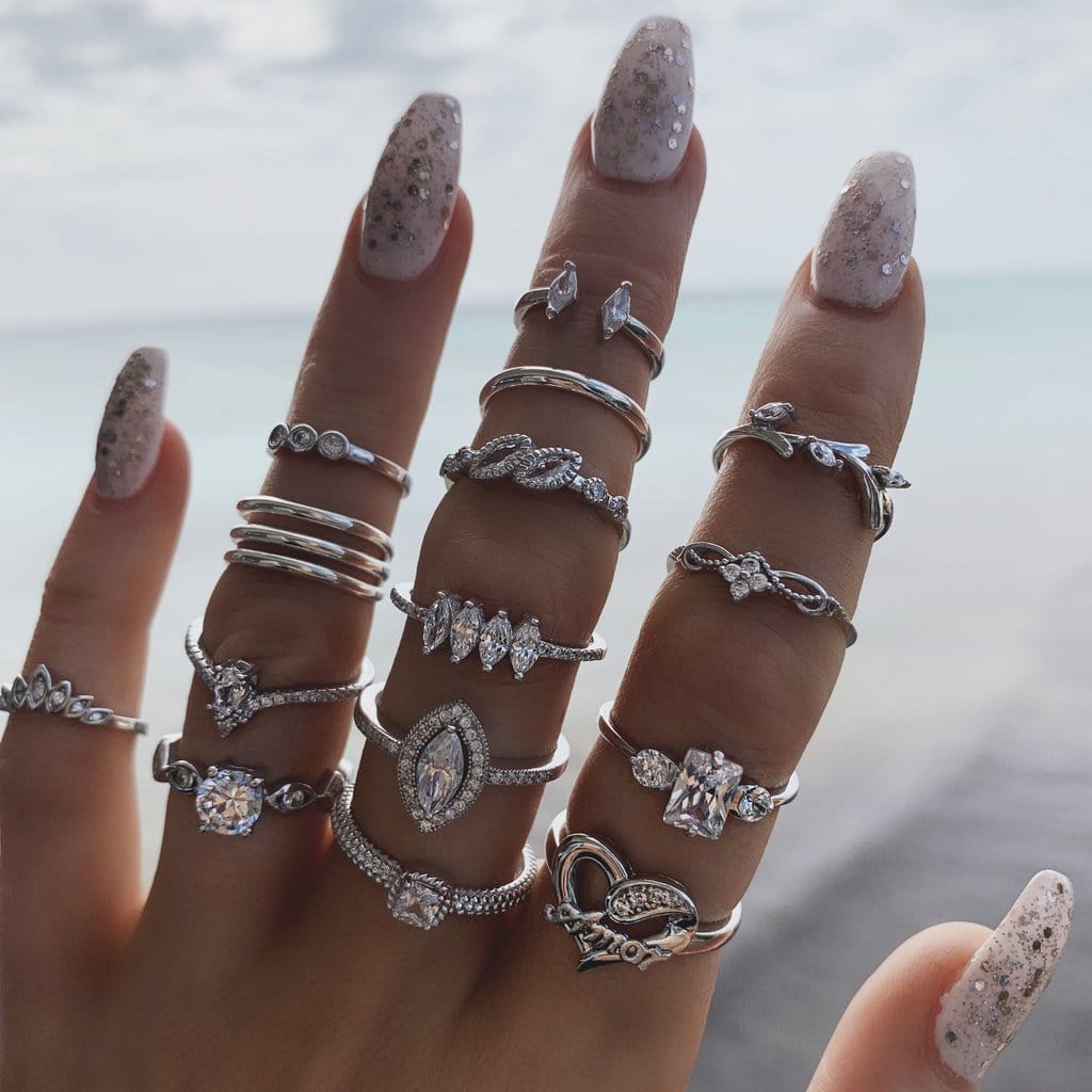 Bagues en argent serties de diamants Ibiza Vibe