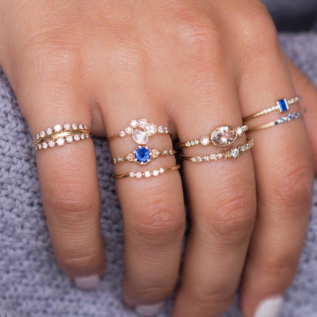 Bagues en or serties de pierres bleues Ibiza Vibe