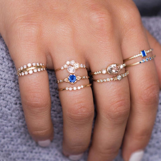 Bagues en or serties de pierres bleues Ibiza Vibe
