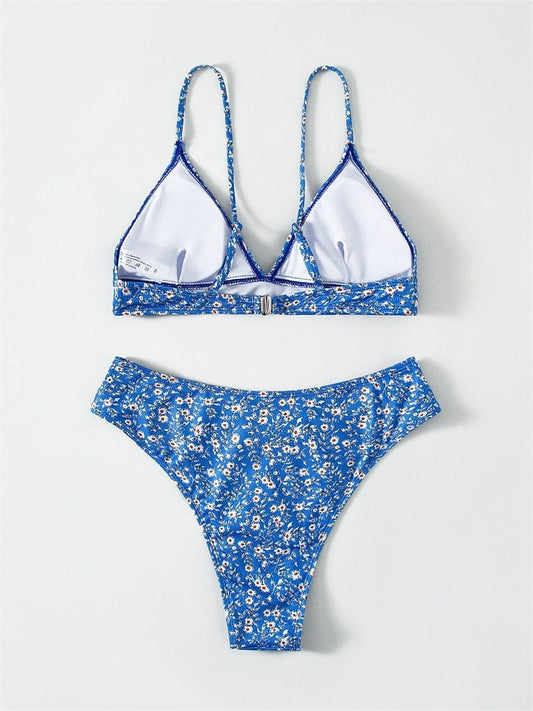 Bikini bohème taille haute à imprimé floral Ibiza Vibe