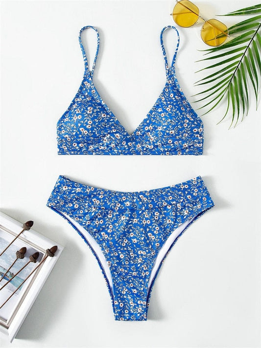 Bikini bohème taille haute à imprimé floral Ibiza Vibe