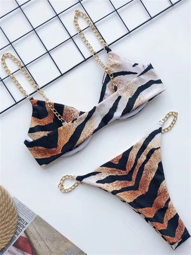Bikini Jungle Bali avec chaîne en or Ibiza Vibe