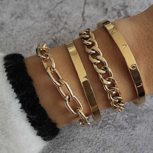 Bracelets épais en or sertis avec amour Ibiza Vibe
