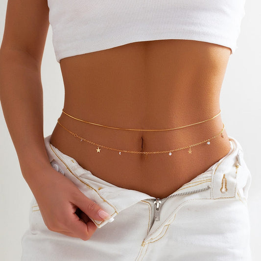 Chaîne de ventre avec petites étoiles et diamants Ibiza Vibe