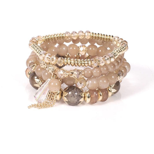 Ensemble de bracelets bohème beige style hippie Ibiza Vibe