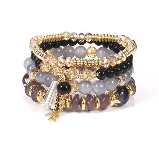 Ensemble de bracelets bohèmes en or noir style hippie Ibiza Vibe