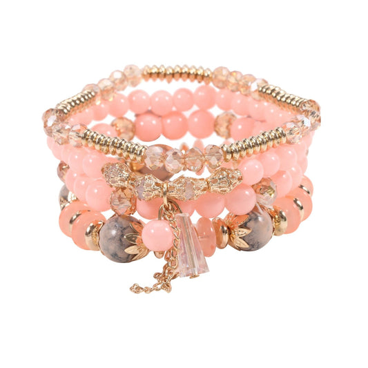 Ensemble de bracelets bohèmes roses style hippie Ibiza Vibe
