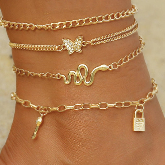 Ensemble de bracelets de cheville avec différents types de breloques Ibiza Vibe