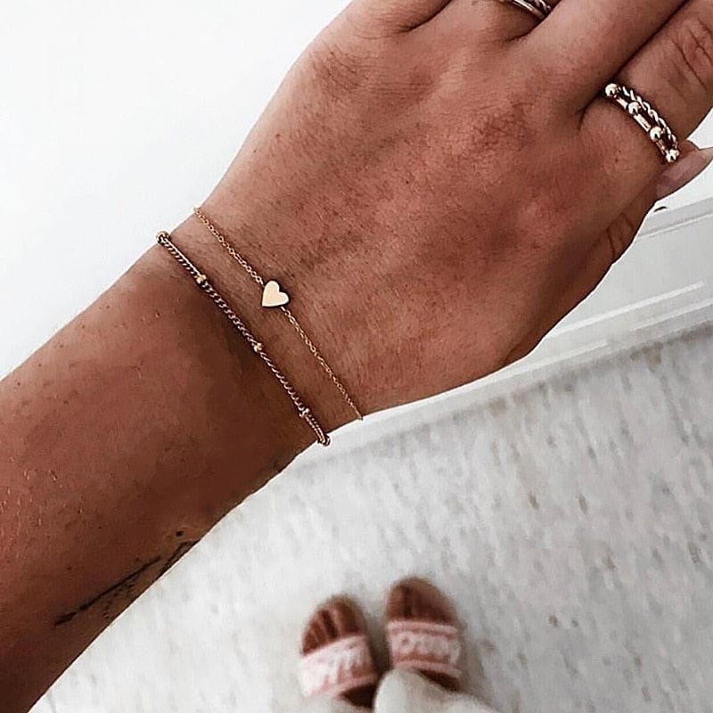 Ensemble de bracelets deux pièces avec petit cœur Ibiza Vibe