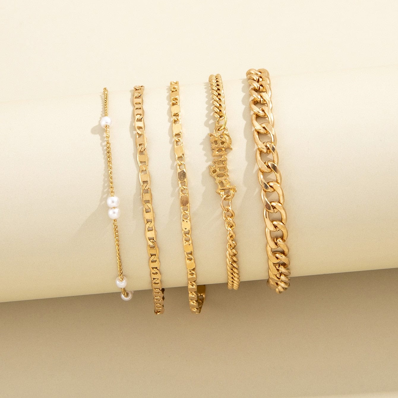 Ensemble de bracelets en or avec petites perles Ibiza Vibe