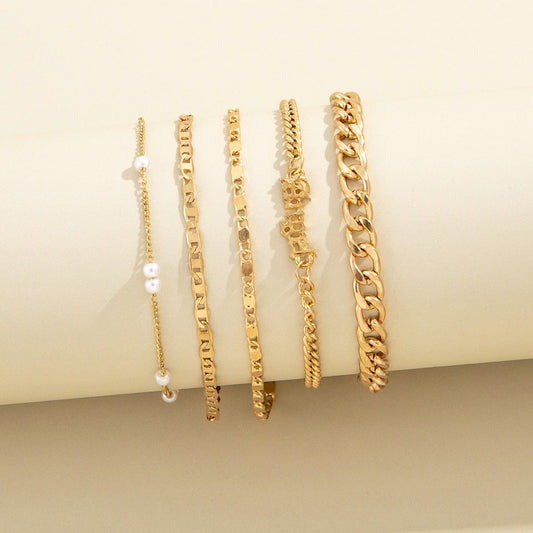 Ensemble de bracelets en or avec petites perles Ibiza Vibe