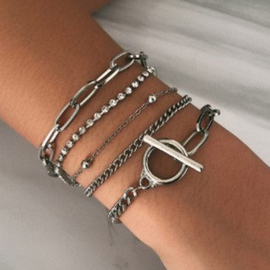 Ensemble de bracelets industriels en argent Ibiza Vibe