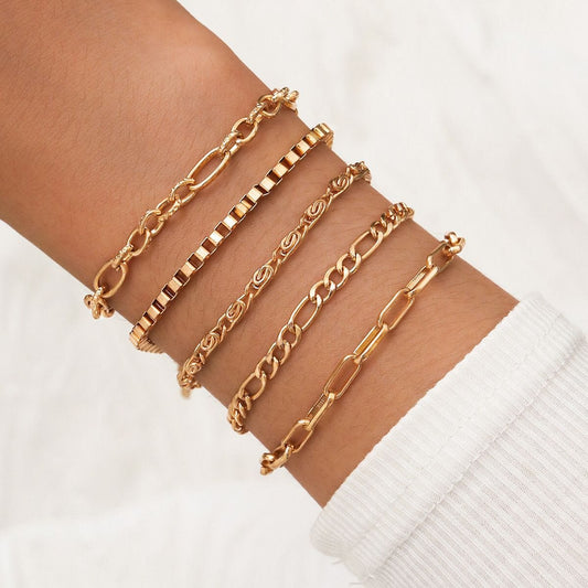 Ensemble de bracelets industriels en or Ibiza Vibe