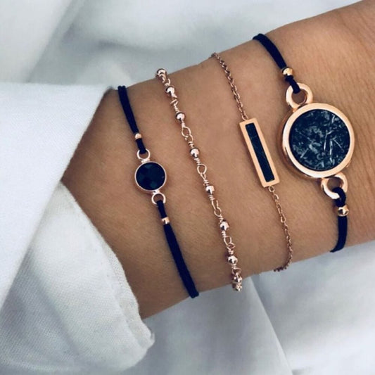 Ensemble de bracelets noirs à breloques Ibiza Vibe
