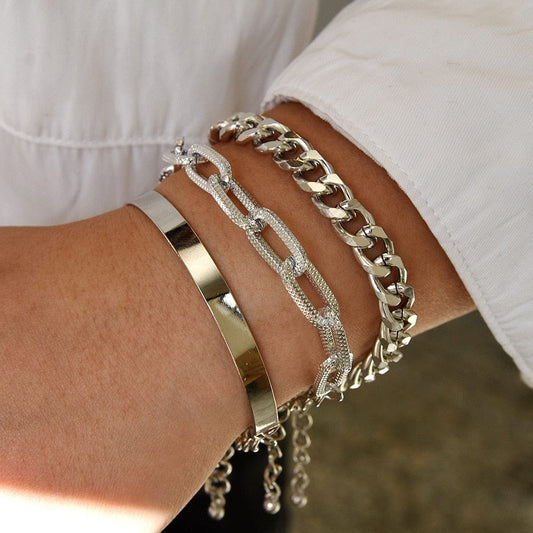 Ensemble de trois bracelets épais en argent Ibiza Vibe