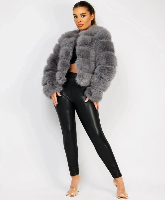 Manteau de fourrure gris Ibiza Vibe