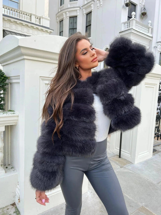 Manteau de fourrure noir Ibiza Vibe
