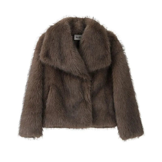 Manteau duveteux marron foncé Ibiza Vibe